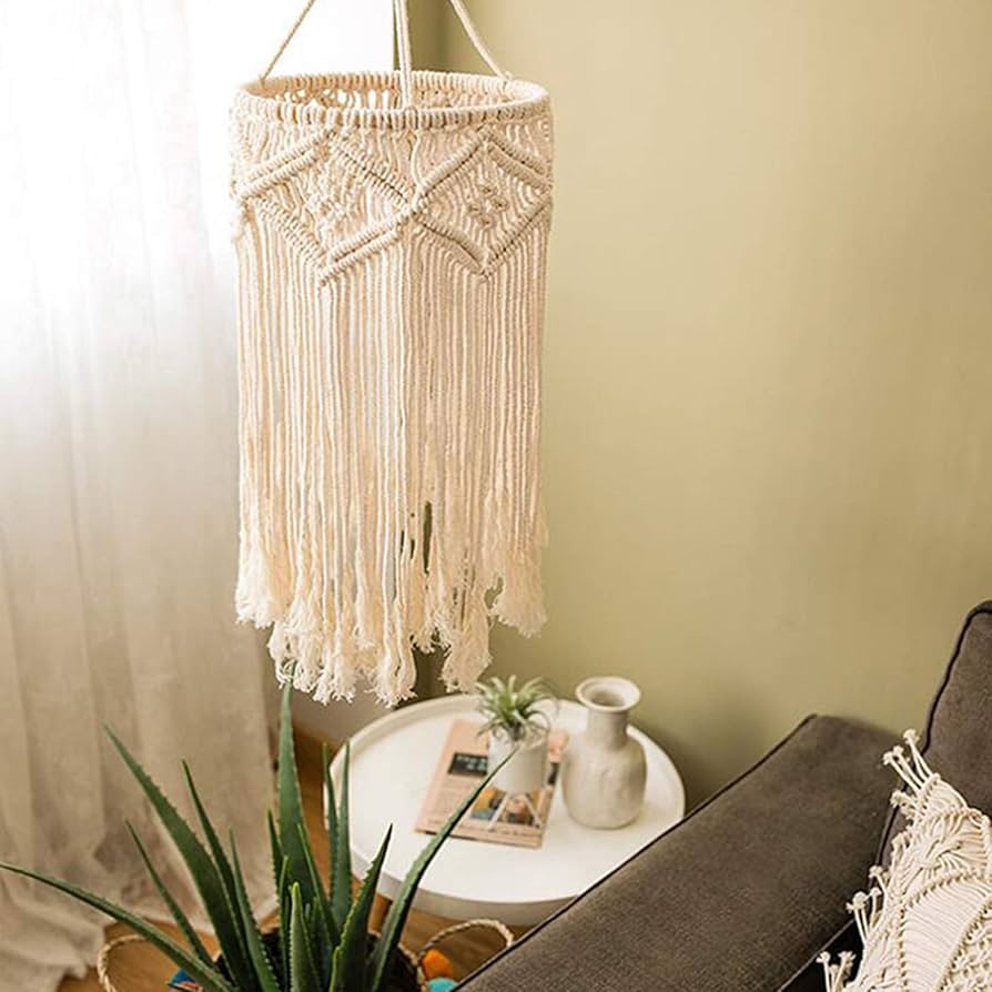 ボヘミアンスタイル ペンダントライト マクラメデザイン Amazon.co.jp : マクラメランプシェードボヘミアン、天然